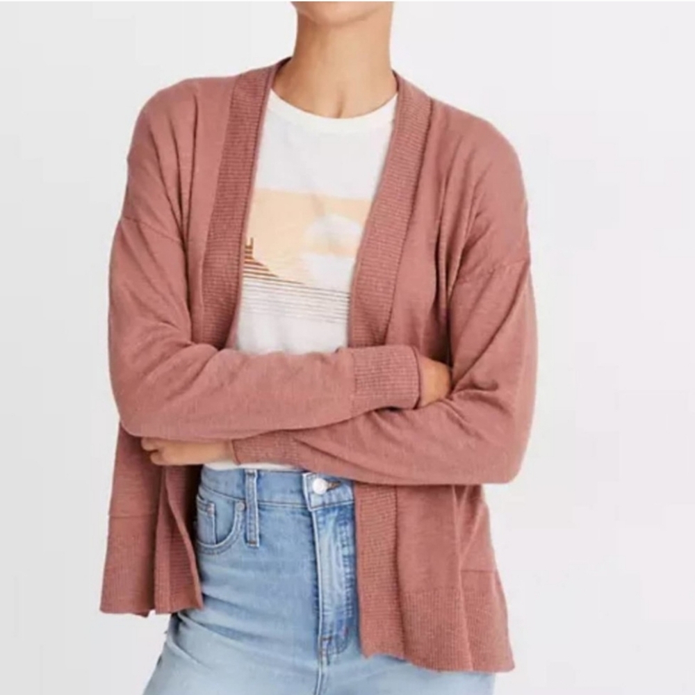 Madewell Dusty Rose Open-Front Cardigan